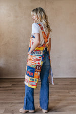 Artisan apron in printed cotton canvas