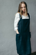 Japanese linen apron, styled in the kitchen