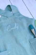 Kids linen pinafore apron, mother and child matching set