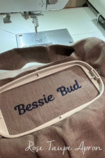 Personalised kids linen pinafore apron in rose taupe