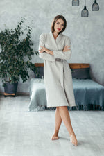 Linen robe for women in natural linen