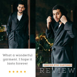 Men's linen robe with hood, styled shot