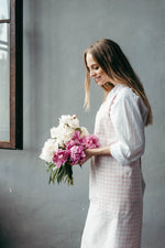 Printed canvas apron for florists, styled