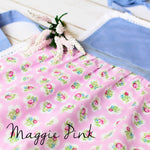 Maggie Pink kids lace apron, cupcake print