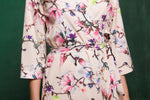 Printed crepe bridal party robe, back view