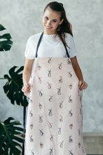 Bunny print kids apron, full length view
