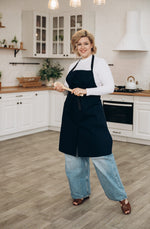 Heavy duty cotton split leg apron in navy