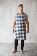 Checked apron for women, kids and adult sizes shown