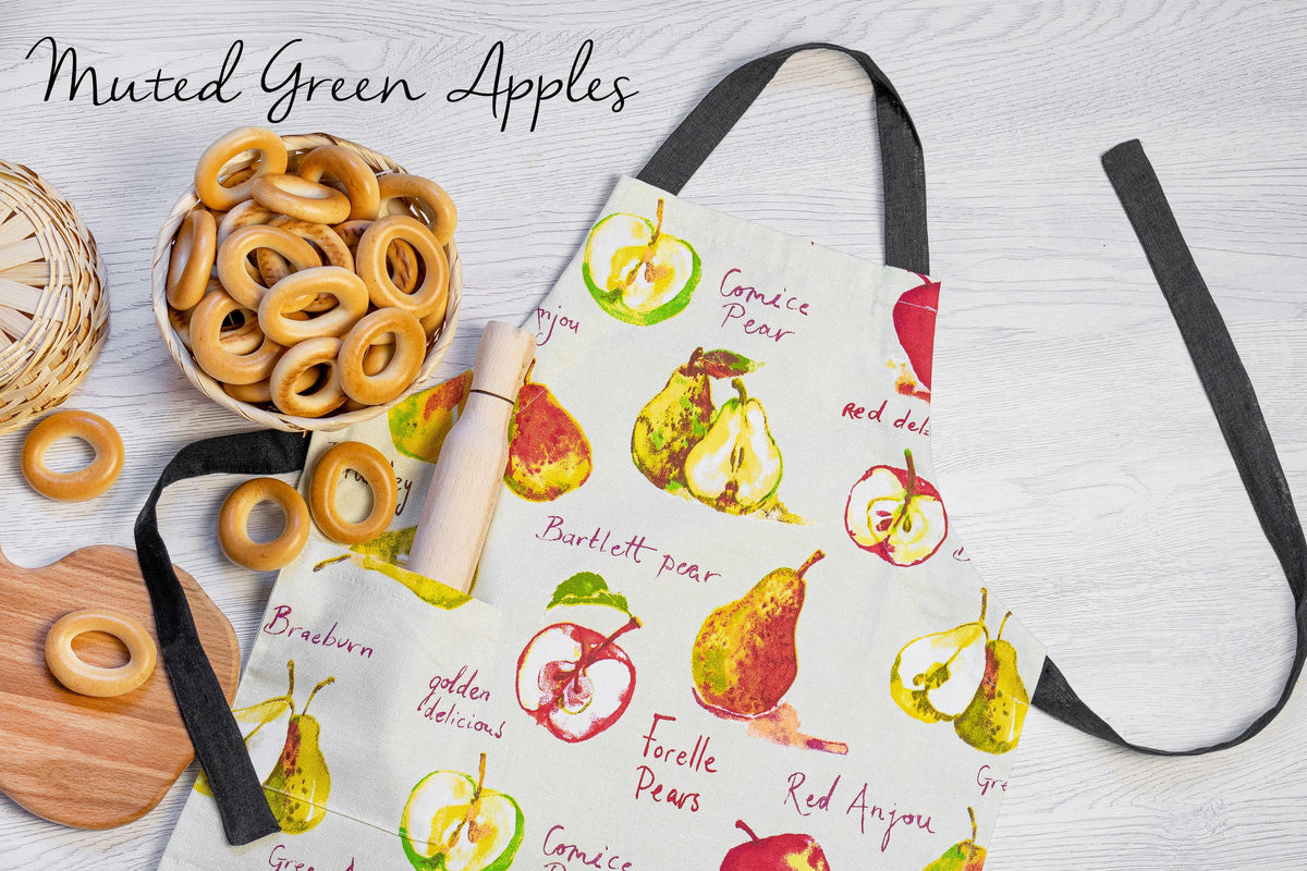 Matching kids and adult chef aprons styled together