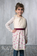 Mila print cotton lace apron, gift for kids