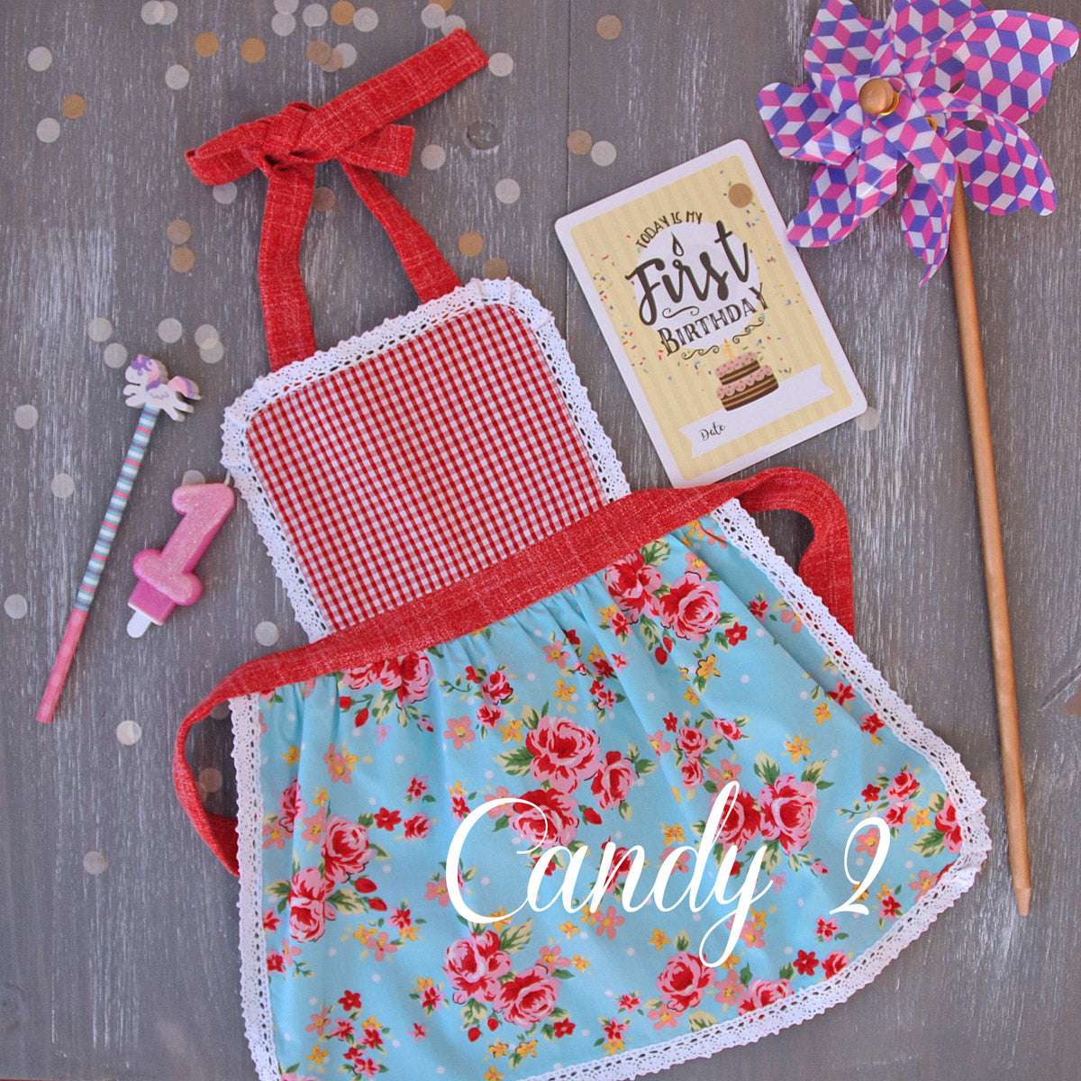Candy design baby apron for a cake smash