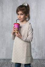 Cross back pinafore apron for kids, front view