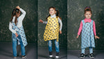 Kids pinafore apron, printed cotton close view