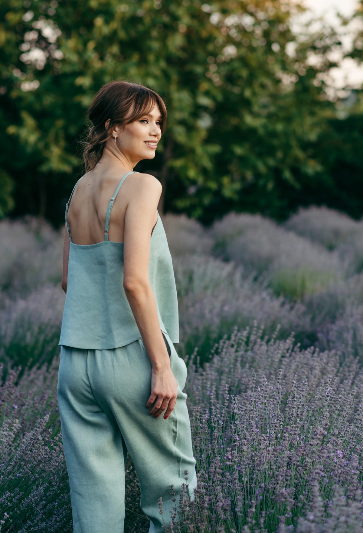Natural linen pyjama set, womens sleepwear