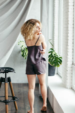 Linen pyjama set, waist tie detail