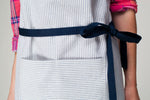 Printed cotton apron for women, full length view