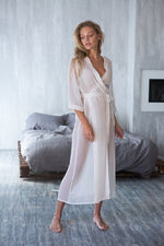 Black sheer kimono robe in ankle length