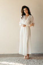 Ivory sheer kimono robe, front view