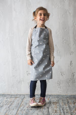 Unisex kids apron for toddlers, cotton canvas with pocket