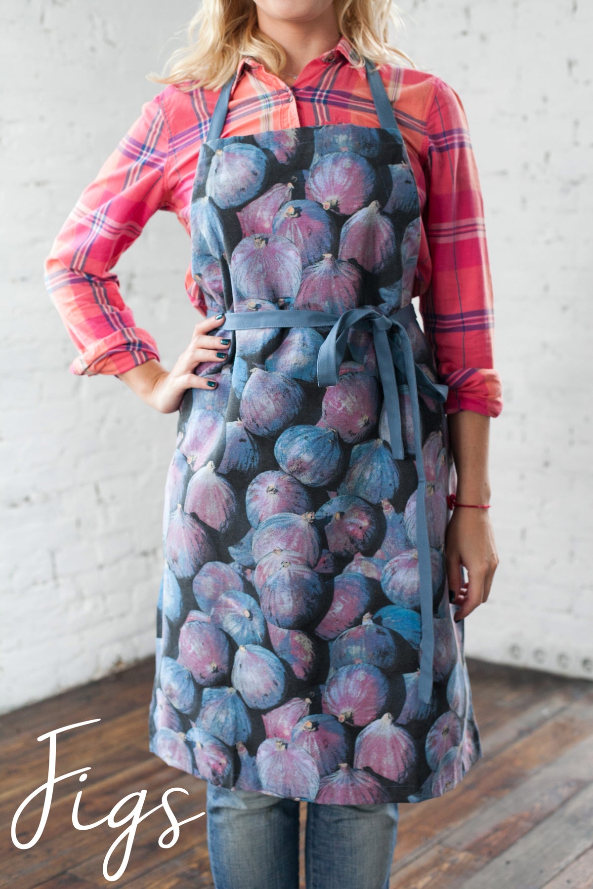 Purple fig print apron in adult size