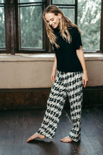 Viscose pyjama set with boat neck top and loose trousers