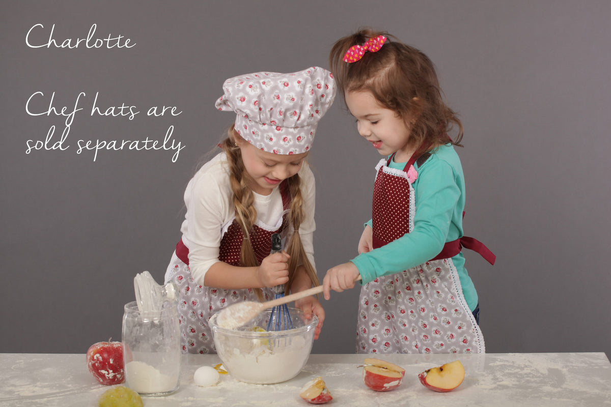 Kids lace apron for girls, front view