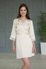 Cream bridesmaid robe, full length bridal style