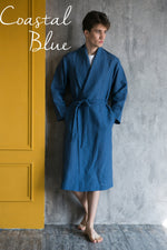 Mens linen robe grey, custom size option