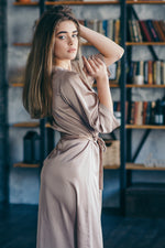 Long satin robe styled, wedding gift for wife