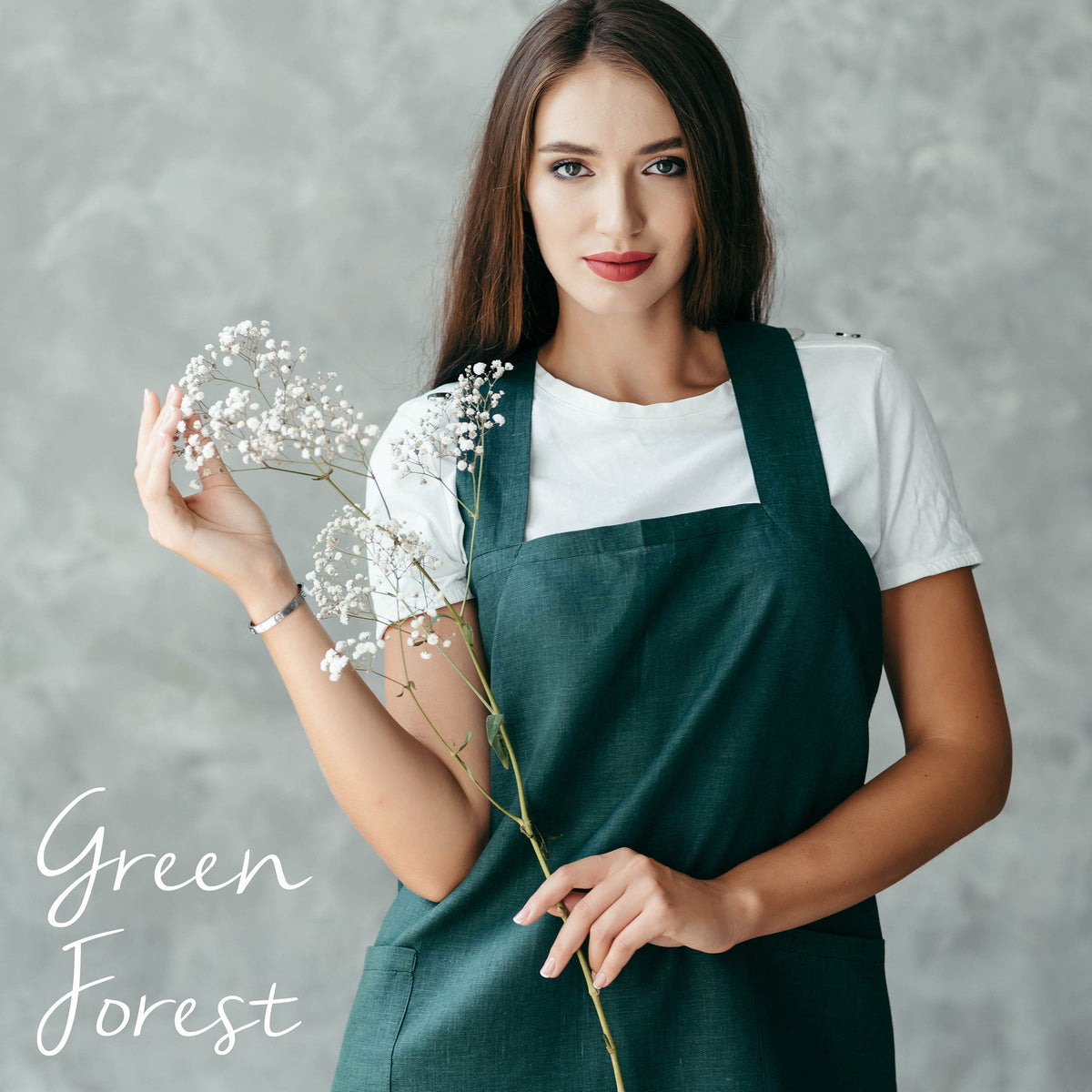 Linen apron for women, natural smock style
