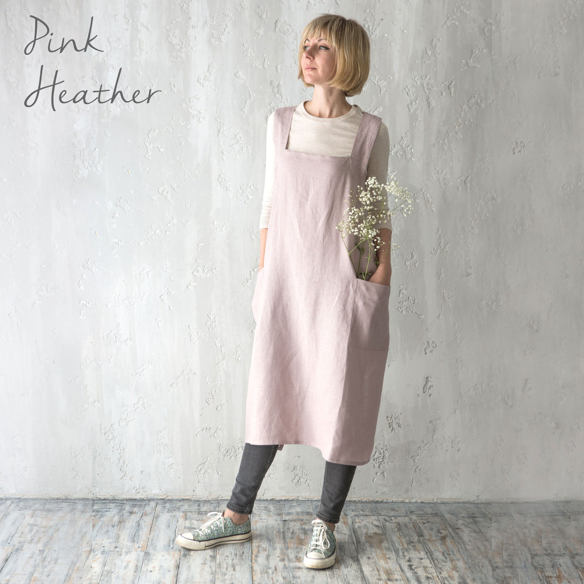 Linen craft apron kids, Japanese pinafore style