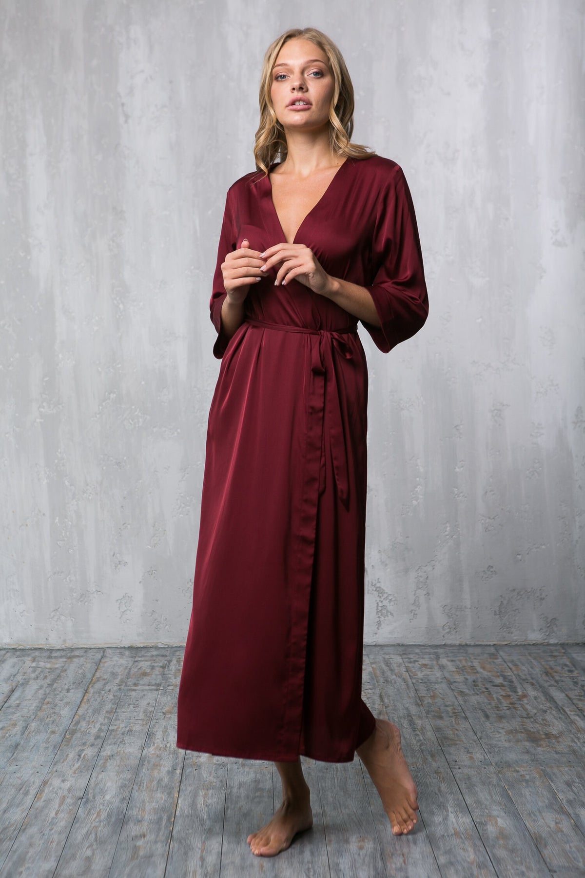 Kimono dressing gown, plus size robe option