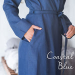 Linen bathrobe colour swatches, multiple shades