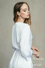 Bridal robe full length, grey colourway view