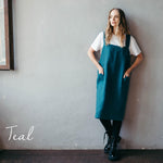 Plus size linen apron styled, XL fit shown