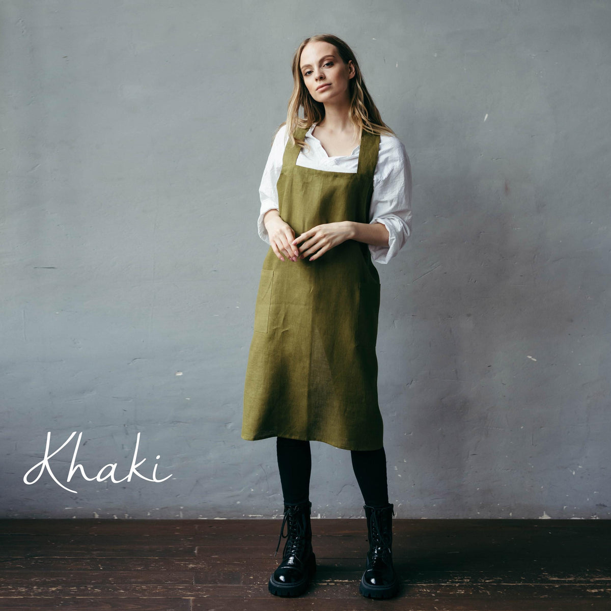 Linen pinafore colour swatches, full range
