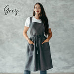 Matching aprons close-up, linen fabric texture