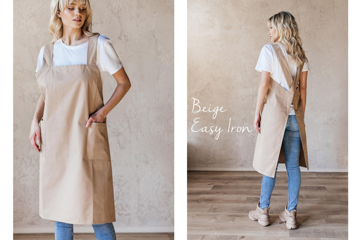 Artist smock full view, khaki colourway
