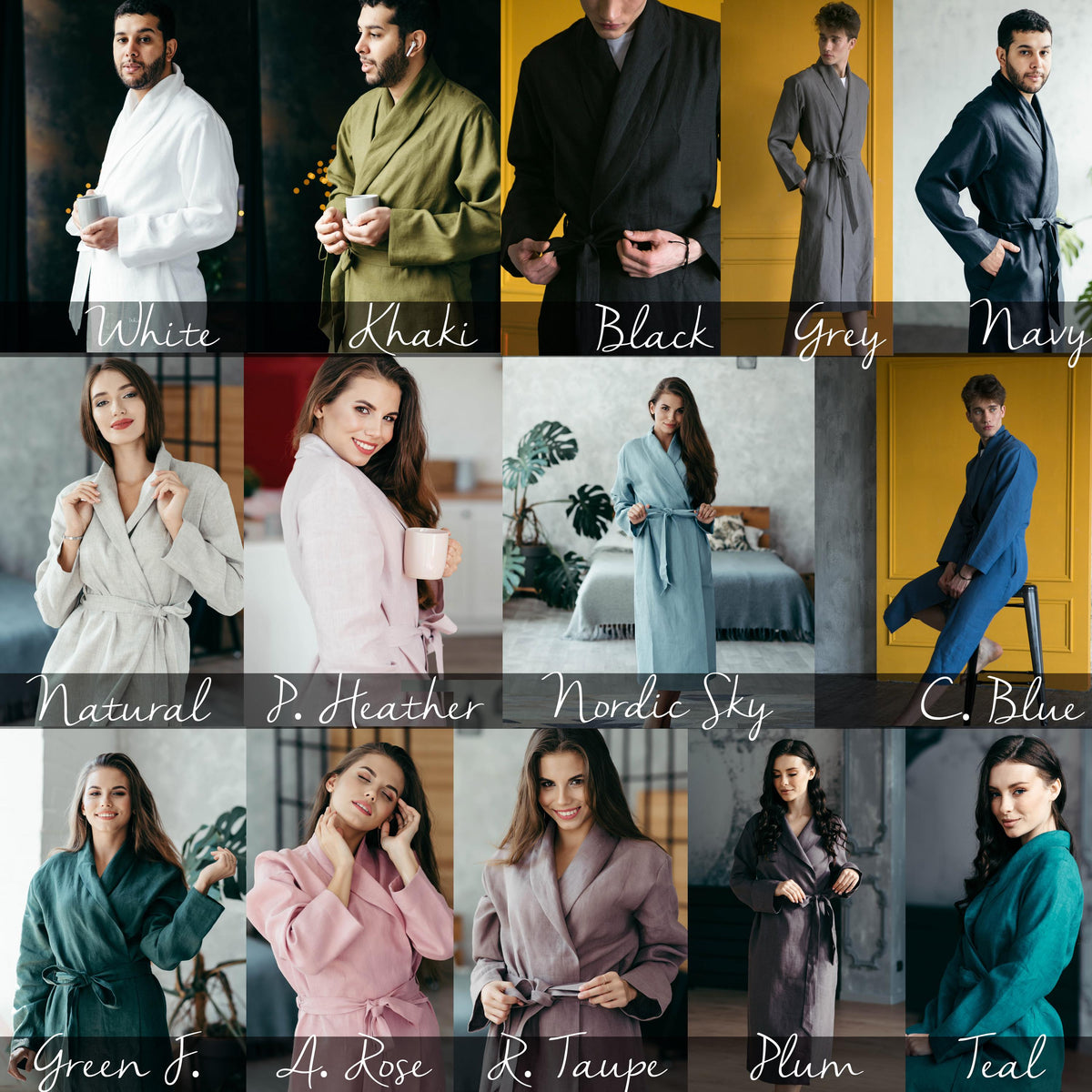 Linen bathrobe full length, relaxed fit