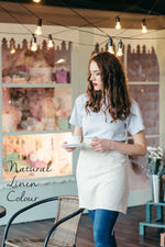 Natural linen waist apron for restaurant and hospitality use