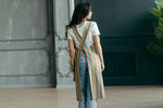 Rainbow print linen cross back apron