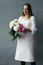 Tapestry print cotton pinafore apron, front view