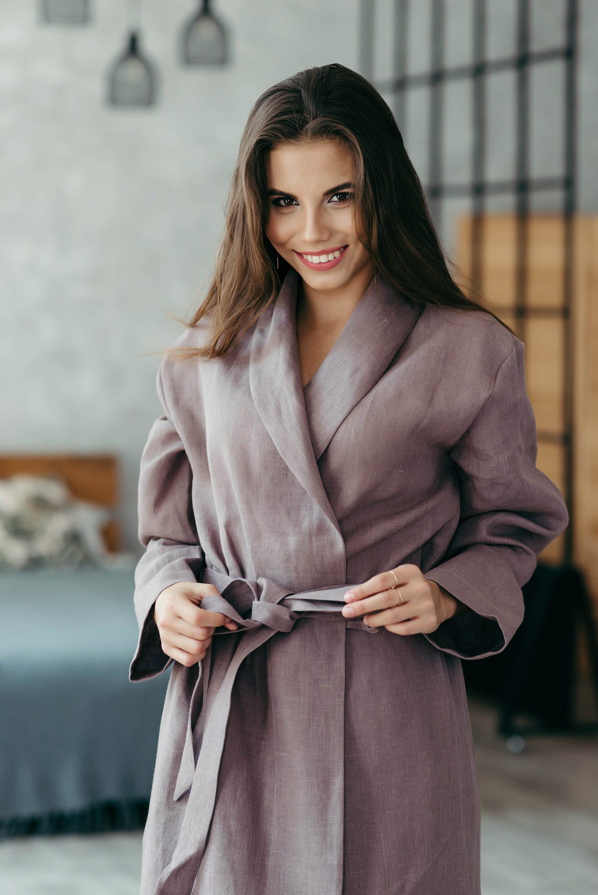 Linen robe for women, back view