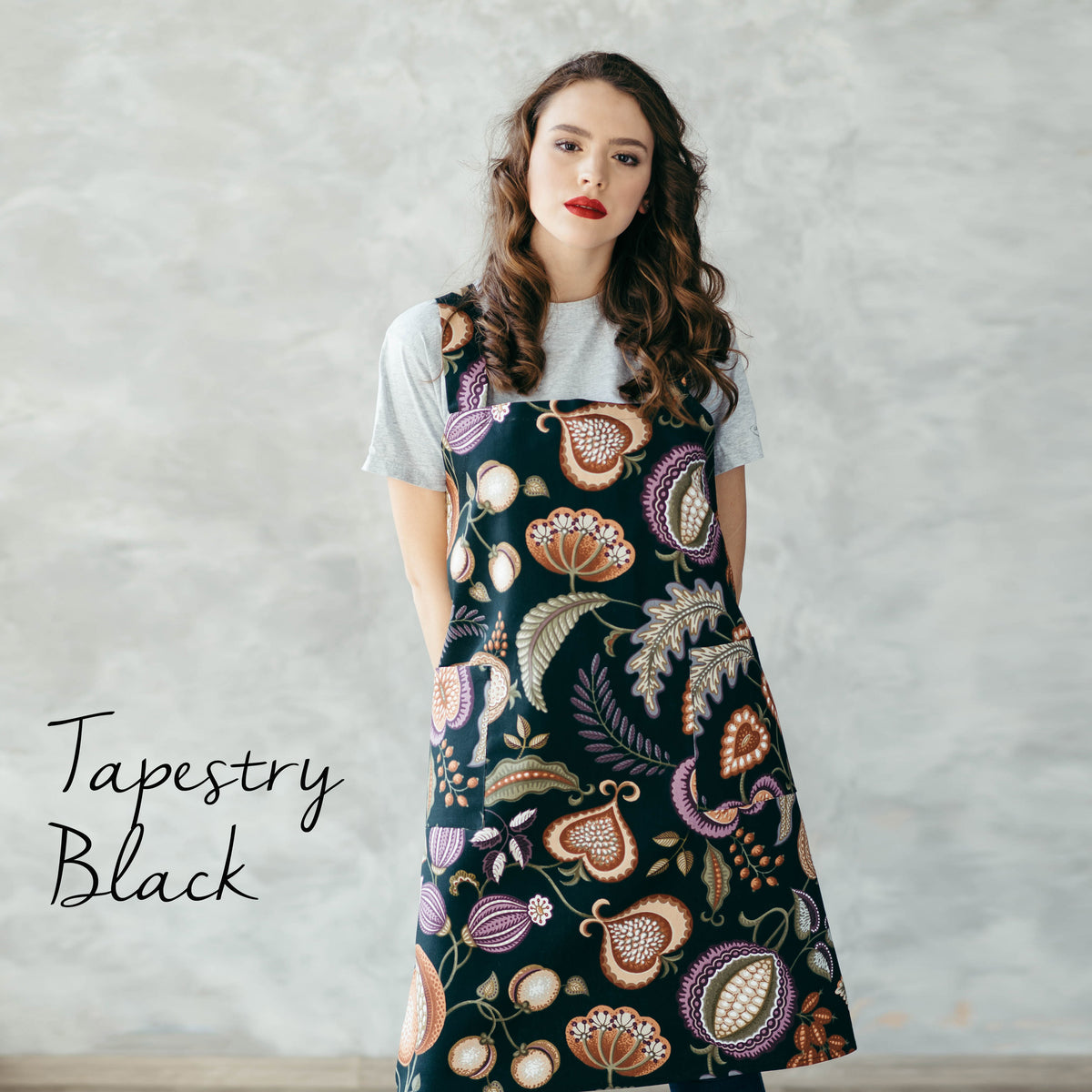 Check print pinafore apron for florists