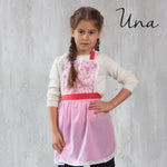 Mother and daughter aprons, back view with ties