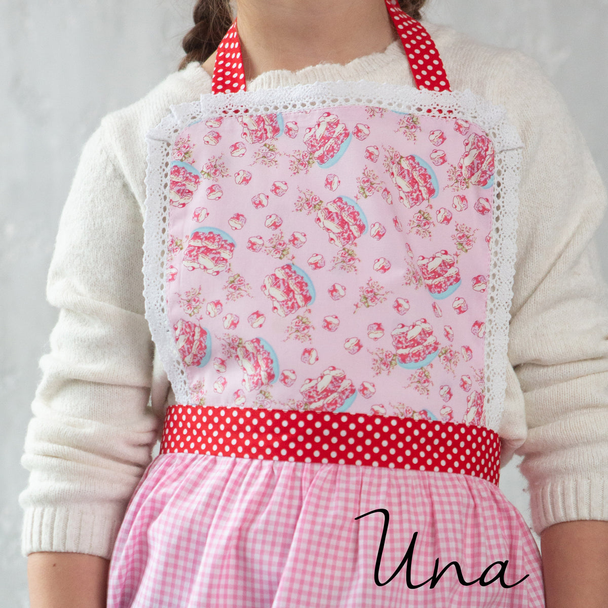 Kids lace apron worn while baking
