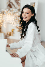 White linen spa robe for women