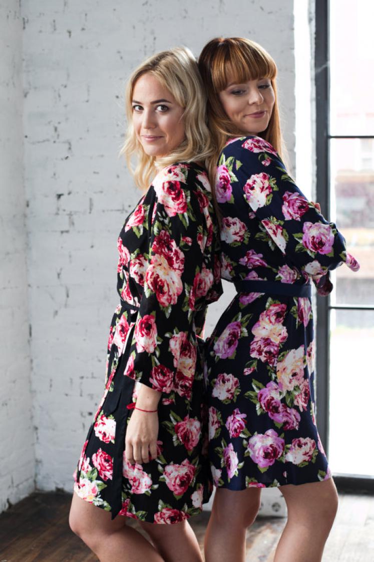 Black floral dressing best sale gown