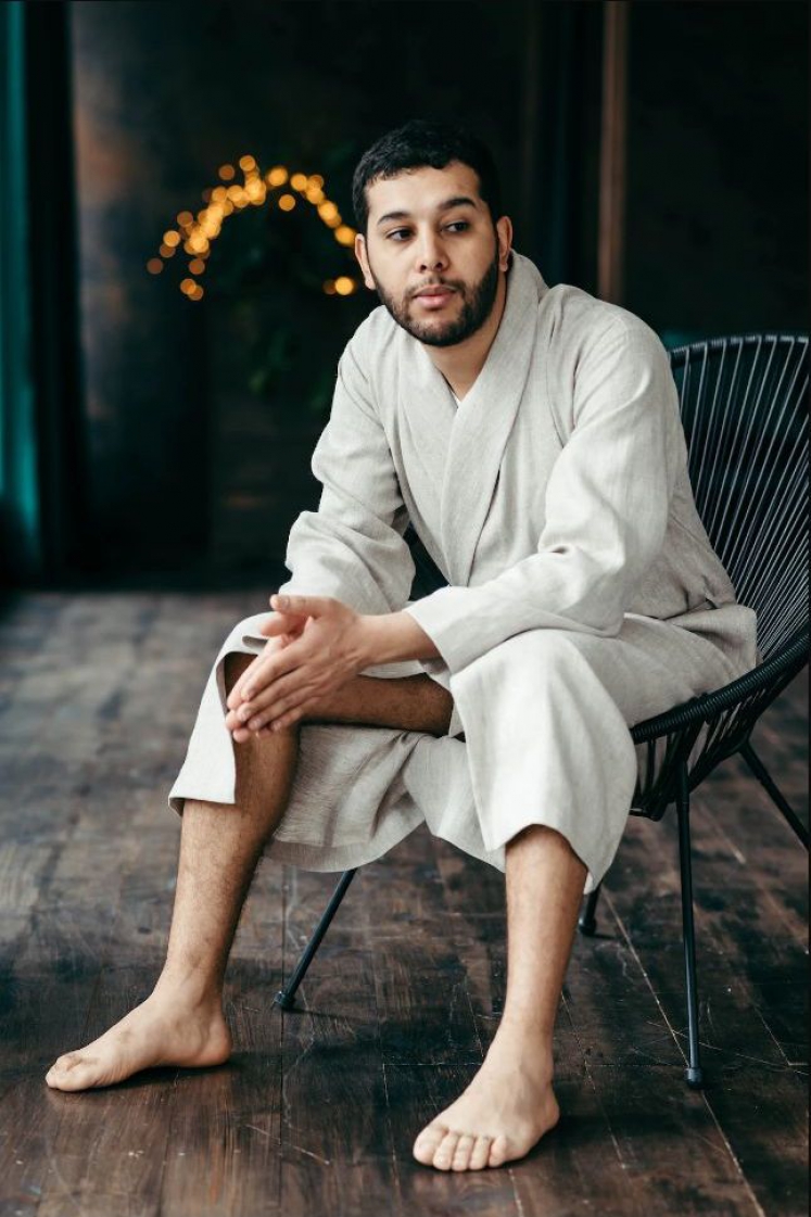 Mens linen robe cheap