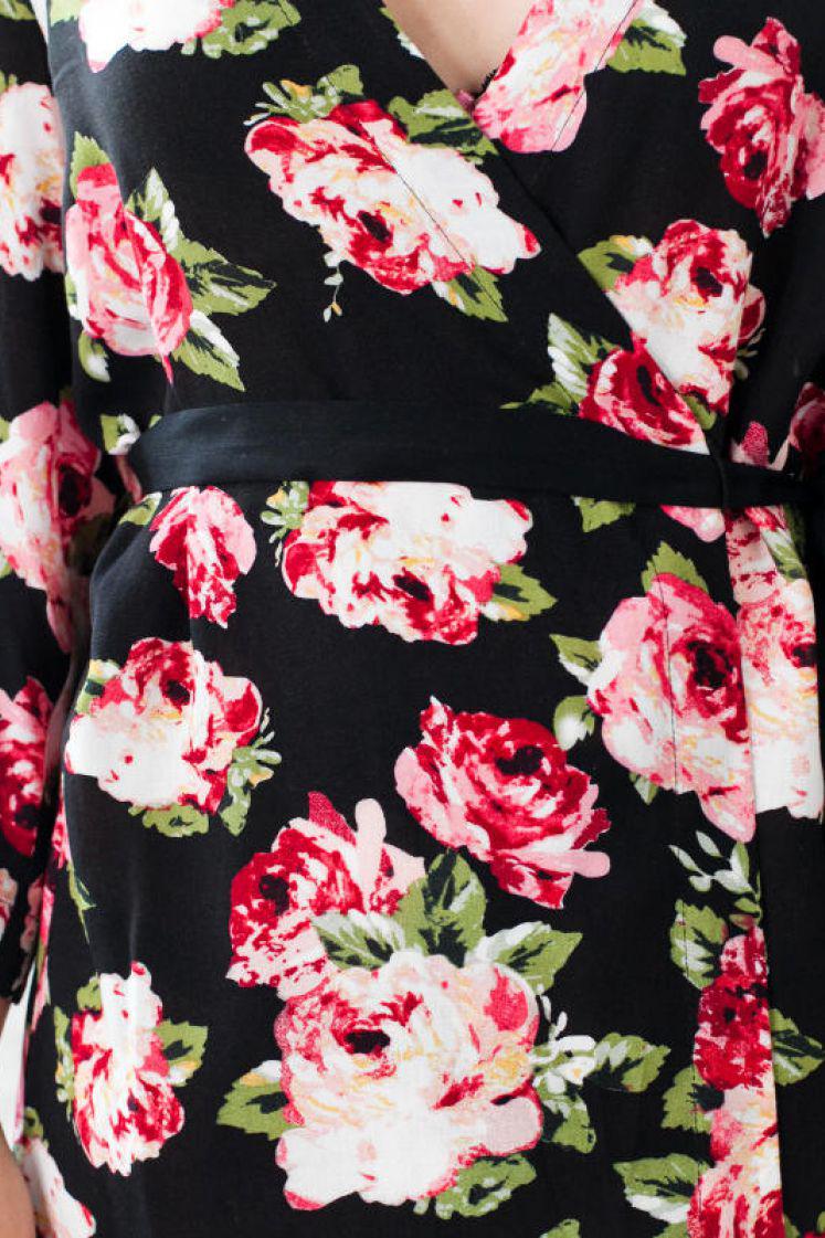 black floral dressing gown